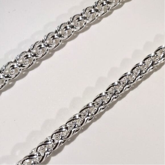 925 Sterling Silver Necklace Bracelet Set Braided 6mm Valentines Birthday Gift